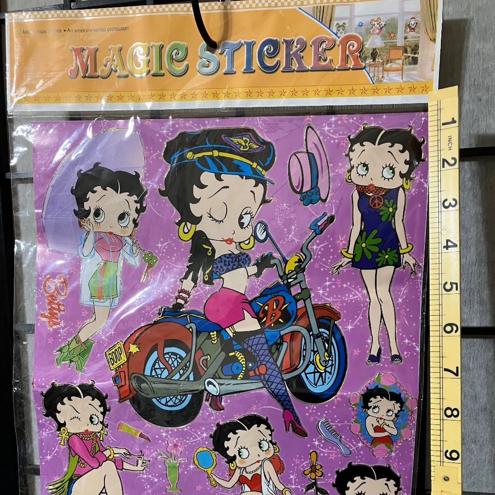 ❤️BETTY BOOP REUSABLE CLING STICKERS, NO ADHESIVE